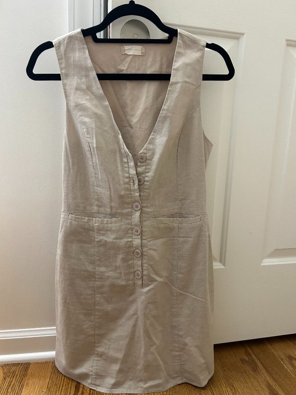 Altar'd State Button Front Linen Dress - Beige Size S